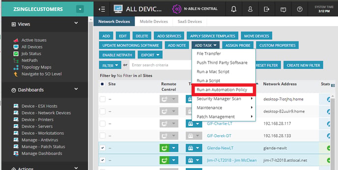 Add Task Dropdown Menu - no marks